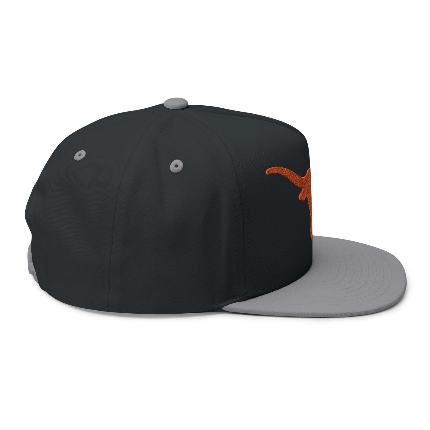 Longhorn Skull Orange Embroidered Flat Bill Cap | Snapback Hat