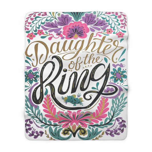 Daughter of the King Sherpa Fleece Blanket | Floral Scripture Throw