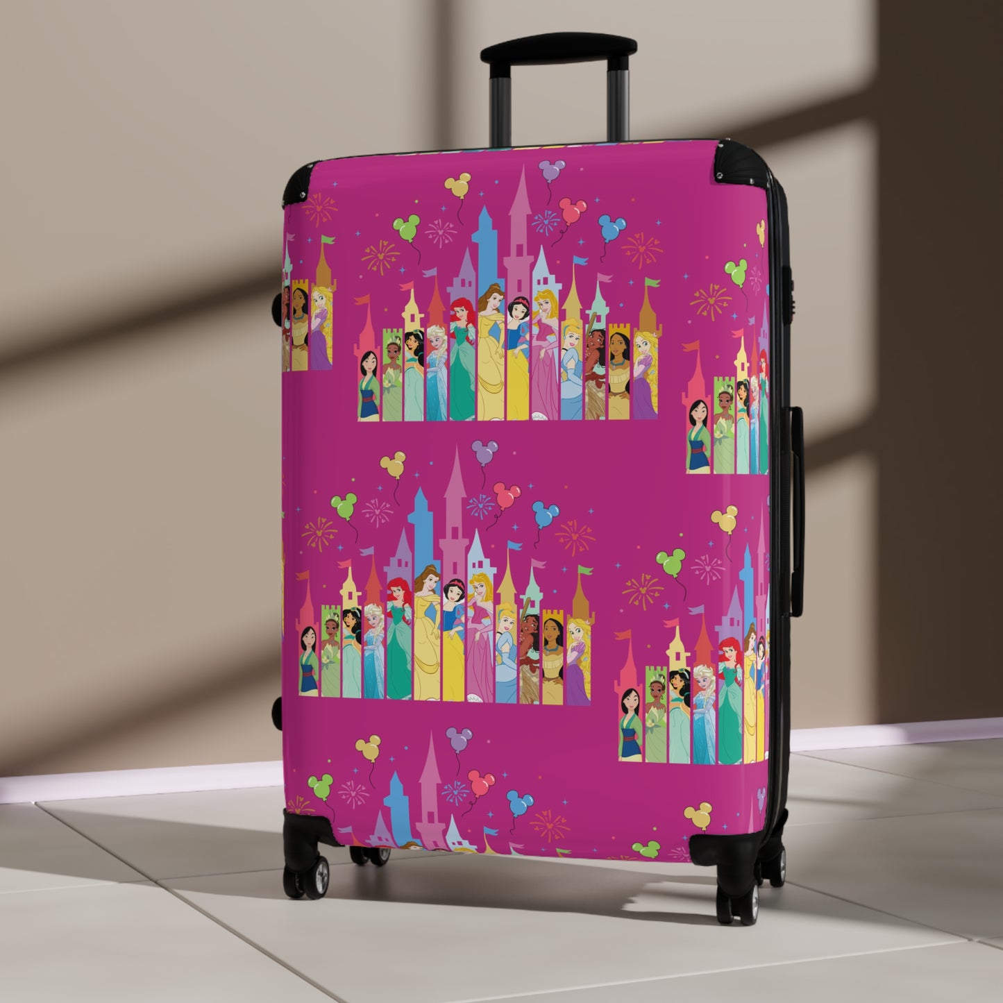 Princess Castle Pattern Suitcase | Pink Travel Luggage