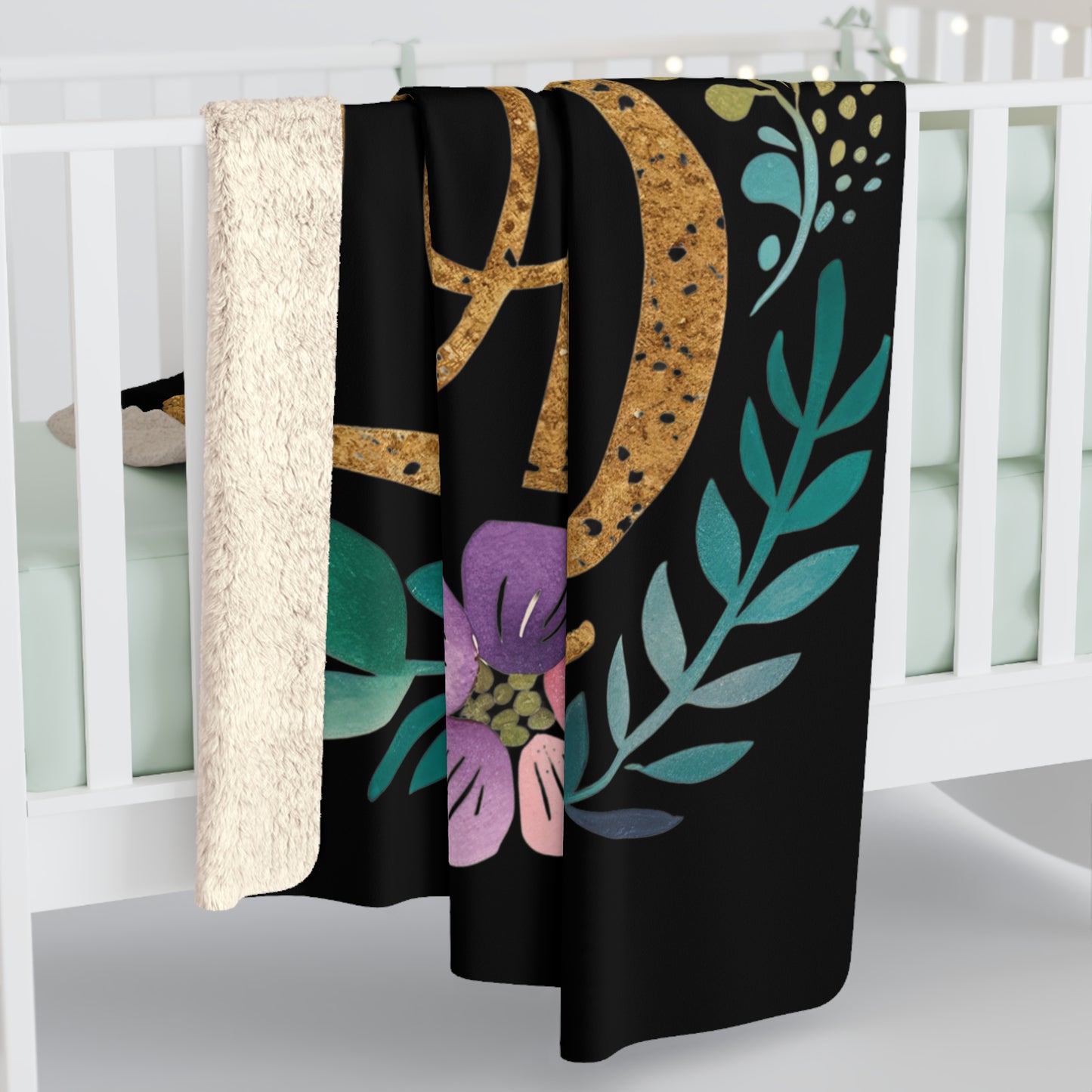 Praise the Lord Sherpa Fleece Blanket | Floral Script Faith Throw