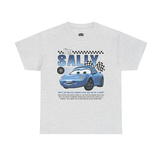 I'm Sally Car Graphic Tee — Kids' Blue Racing Cartoon T-Shirt