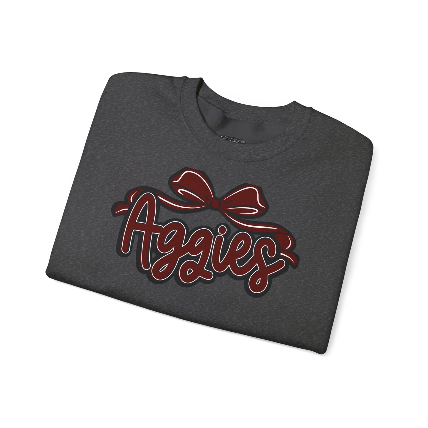 Aggies script with bow Sweatshirt | College team logo, maroon and black
