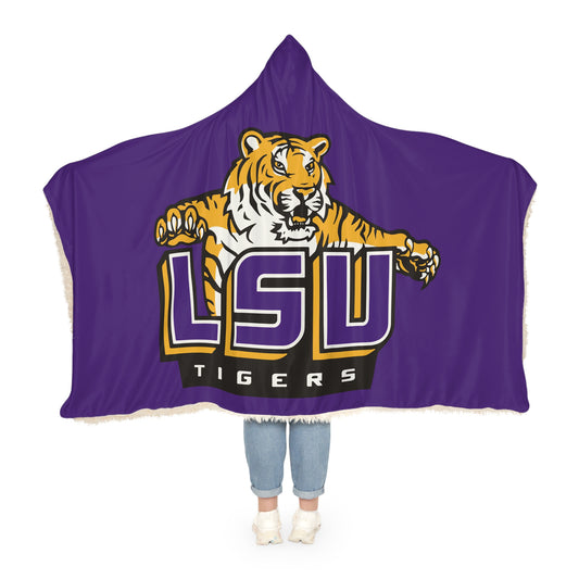 LSU Tigers Hooded Blanket | College Team Throw, Purple Tiger Logo