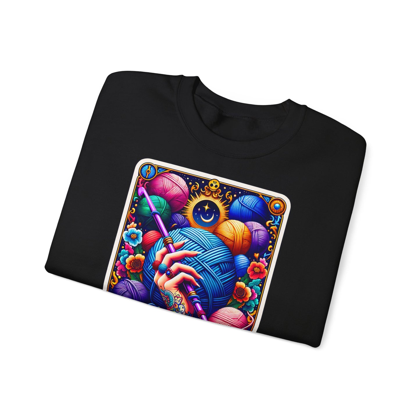 The Hooker knitting tarot art Crewneck Sweatshirt | yarn, crochet, colorful