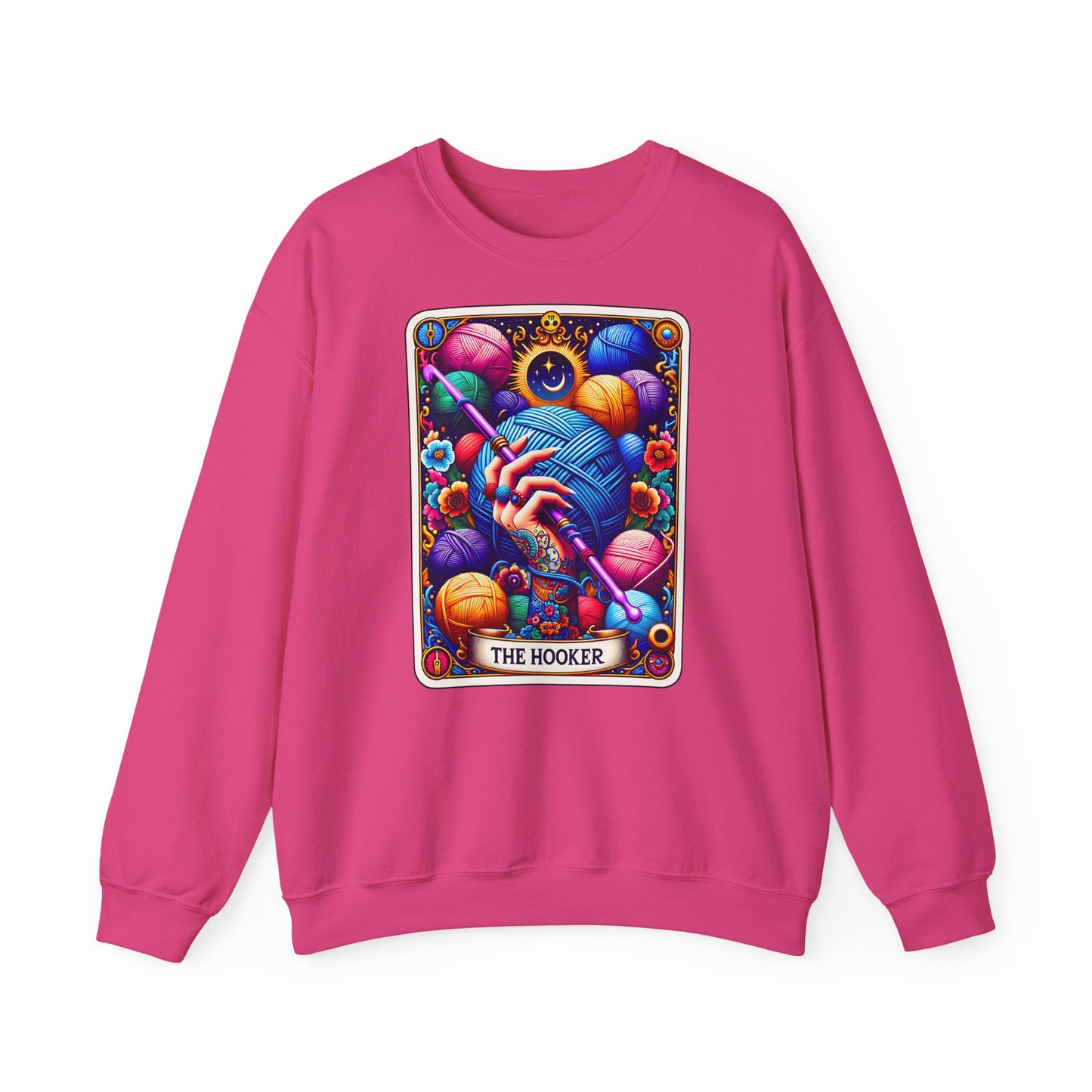 The Hooker knitting tarot art Crewneck Sweatshirt | yarn, crochet, colorful
