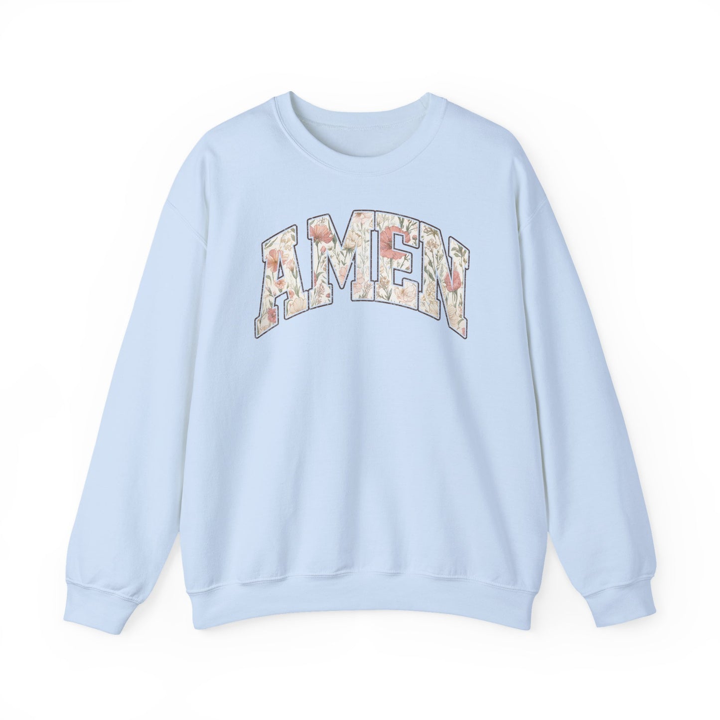 Amen Floral Crewneck Sweatshirt — Women's Spiritual Floral Graphic Sweatshirt