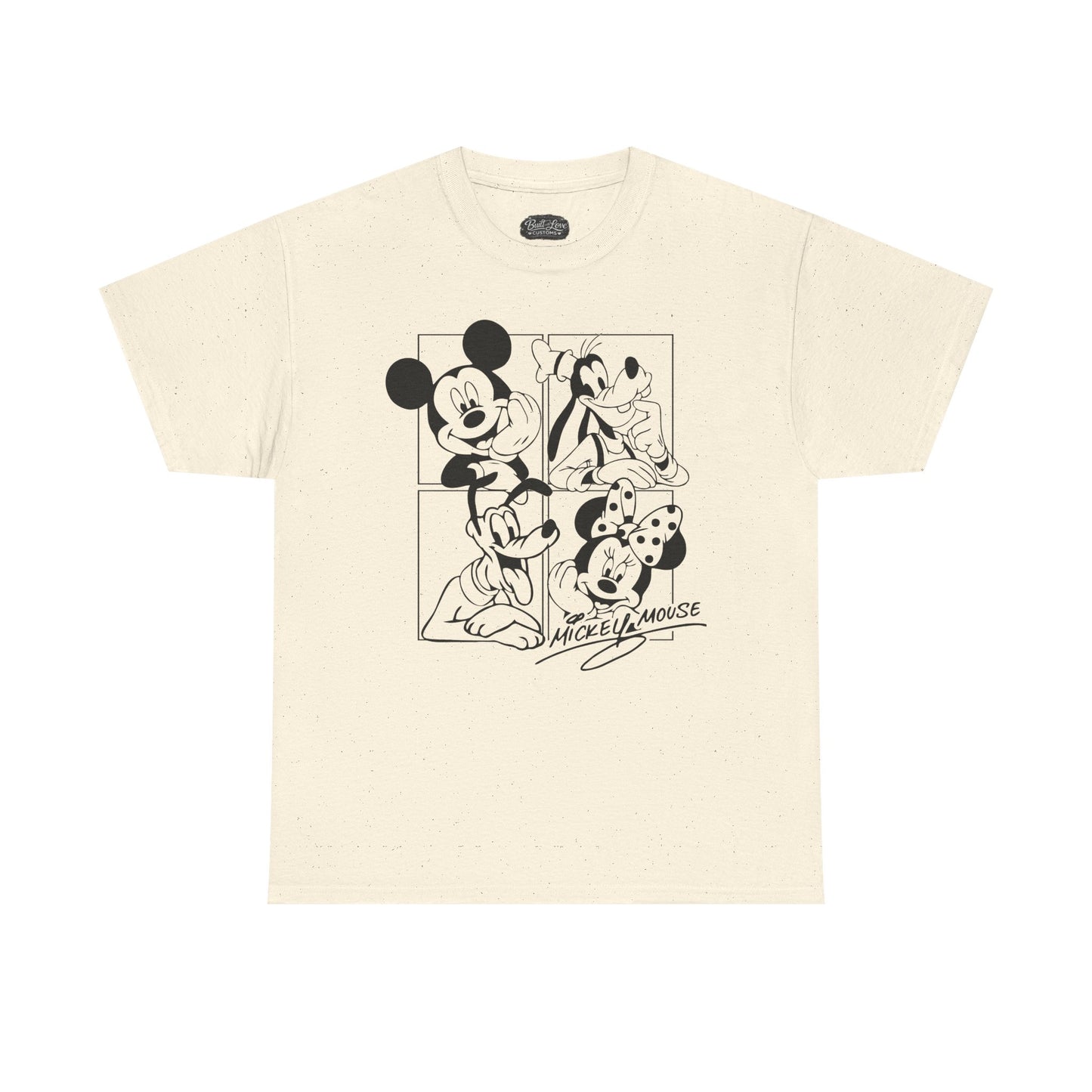 Classic Cartoon Characters T-Shirt | Black Line Art Tee