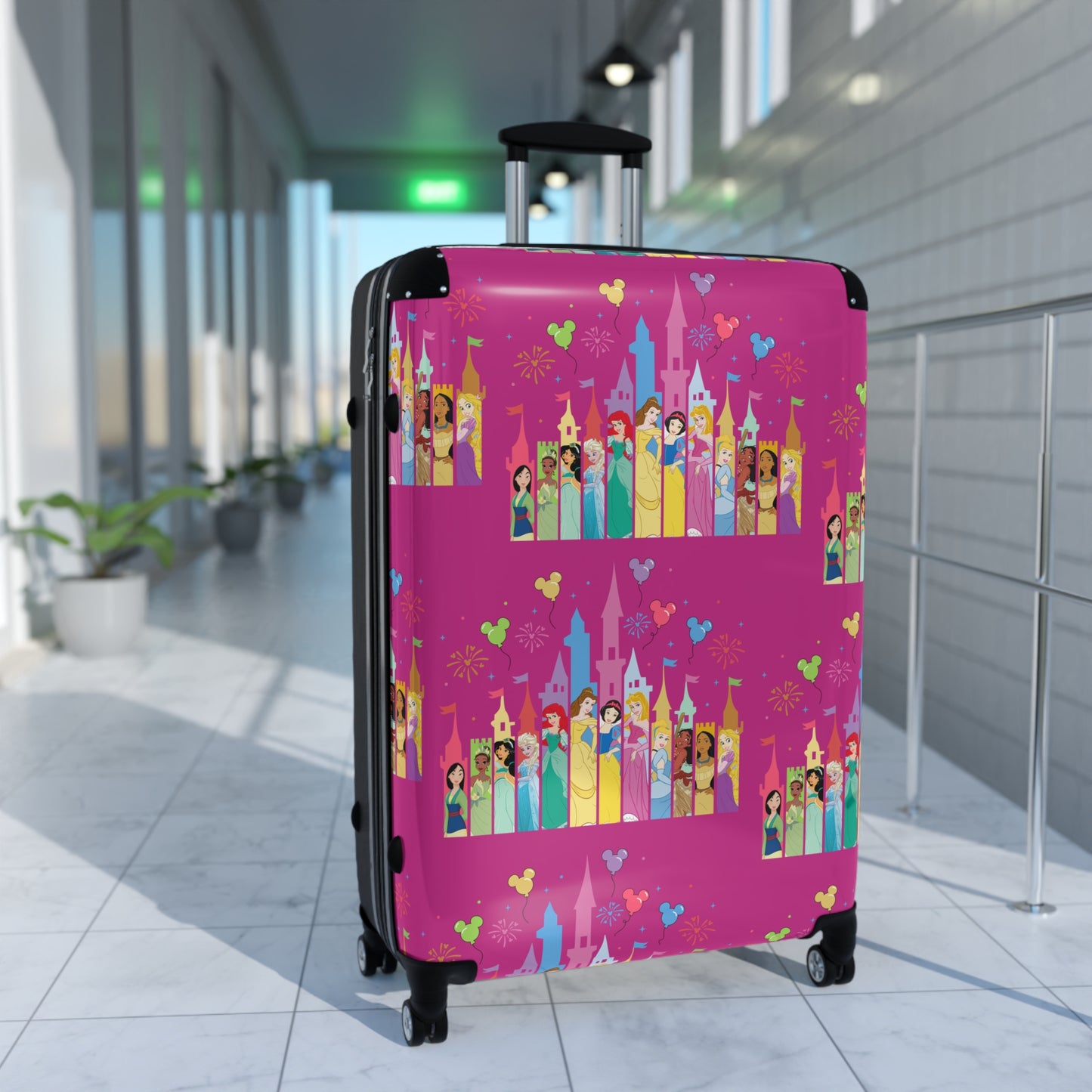 Princess Castle Pattern Suitcase | Pink Travel Luggage