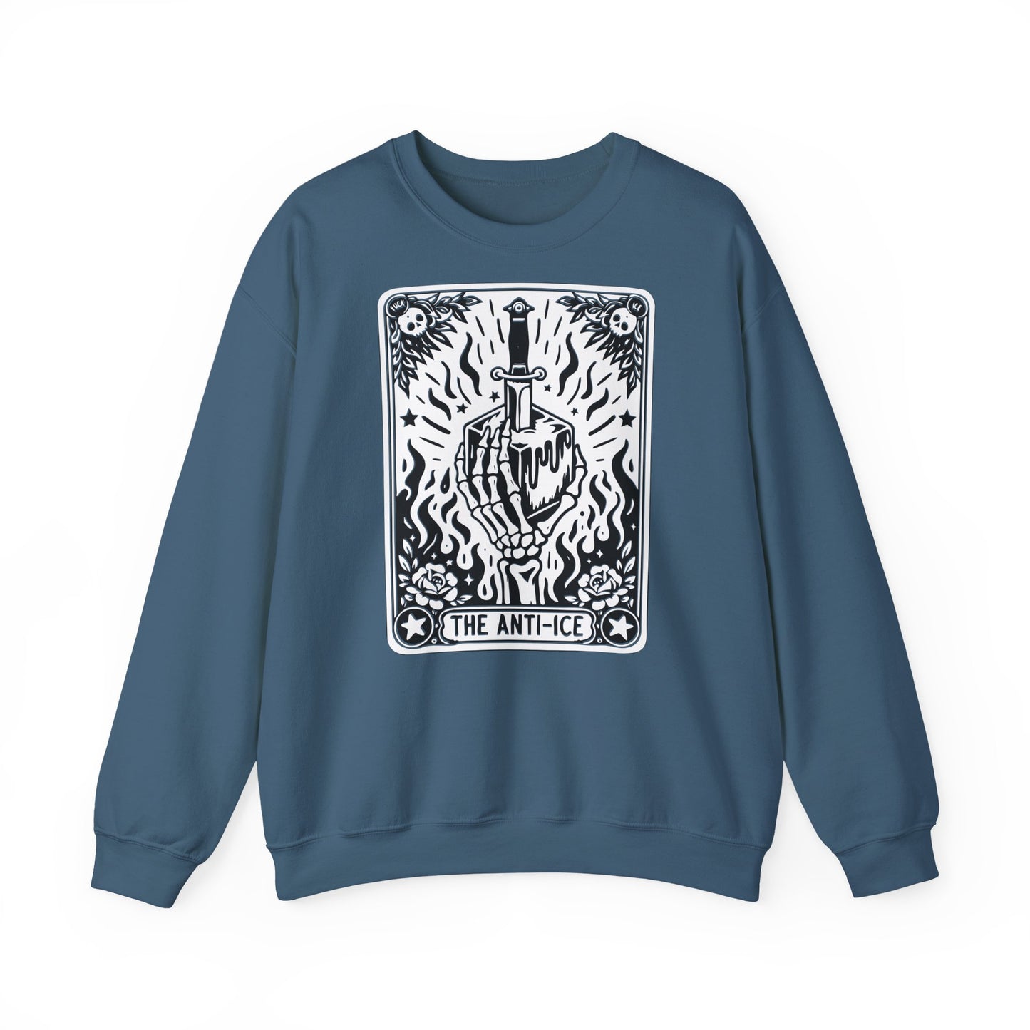 The Anti-Ice tarot dagger illustration Sweatshirt | Occult skeleton art