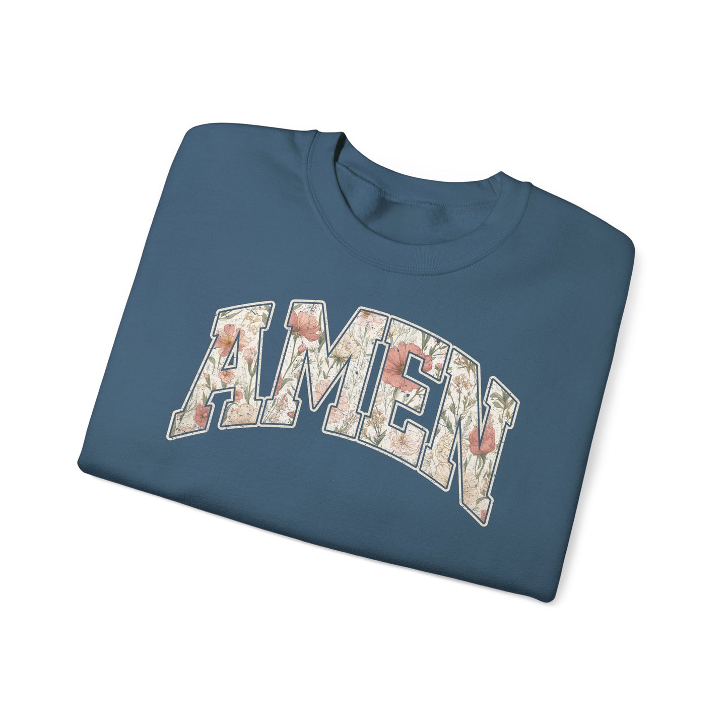 Floral 'AMEN' Crewneck Sweatshirt — Vintage Script Christian Prayer Pullover