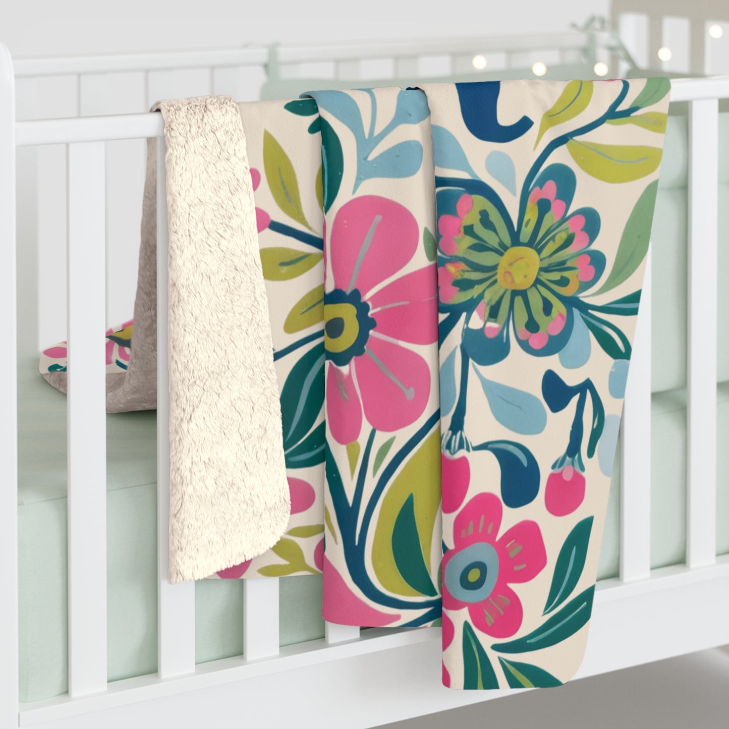 Amen Floral Typography Sherpa Blanket | Floral Scripture Blanket