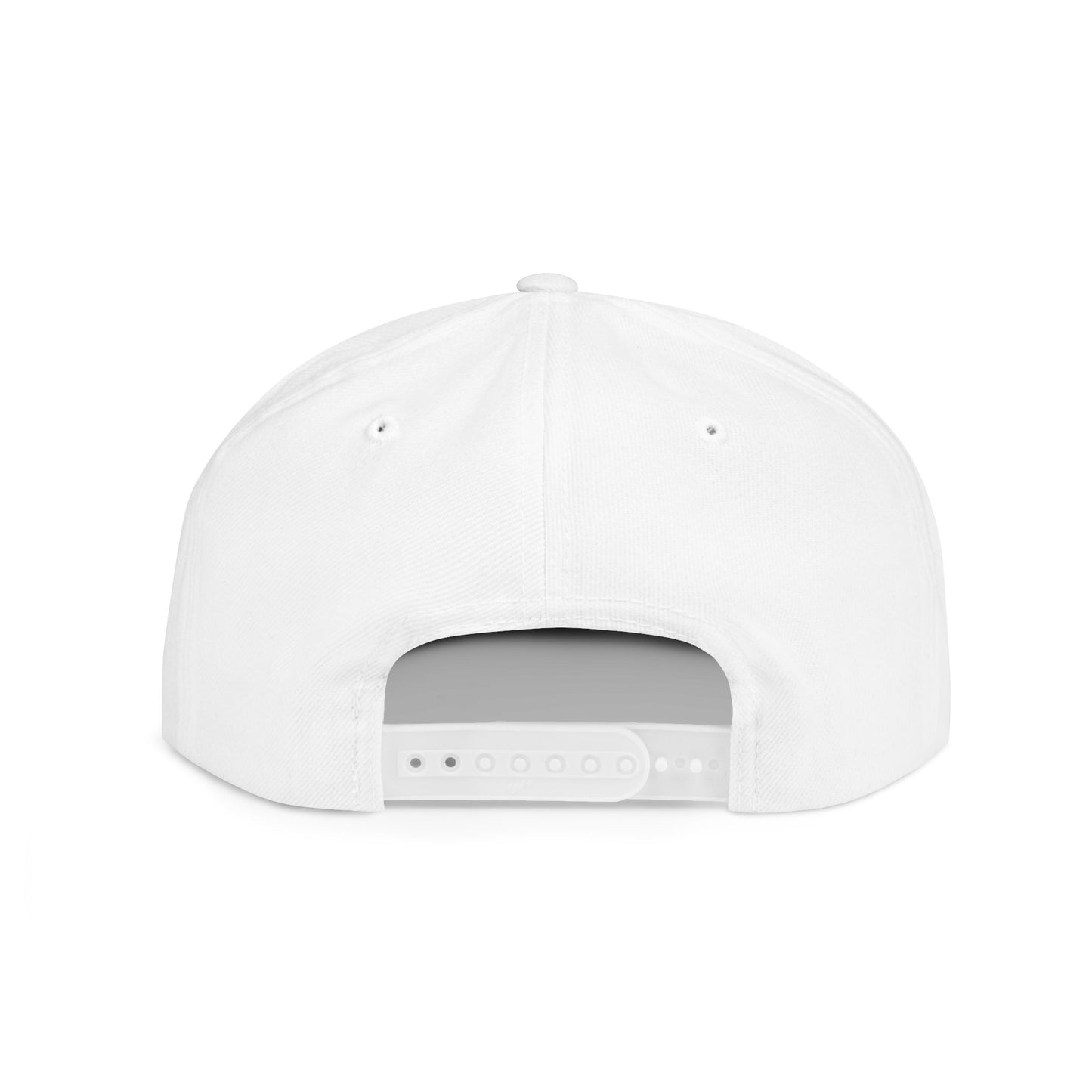 Script Letter A Cap | Flat Bill Snapback, Embroidered Red A on White