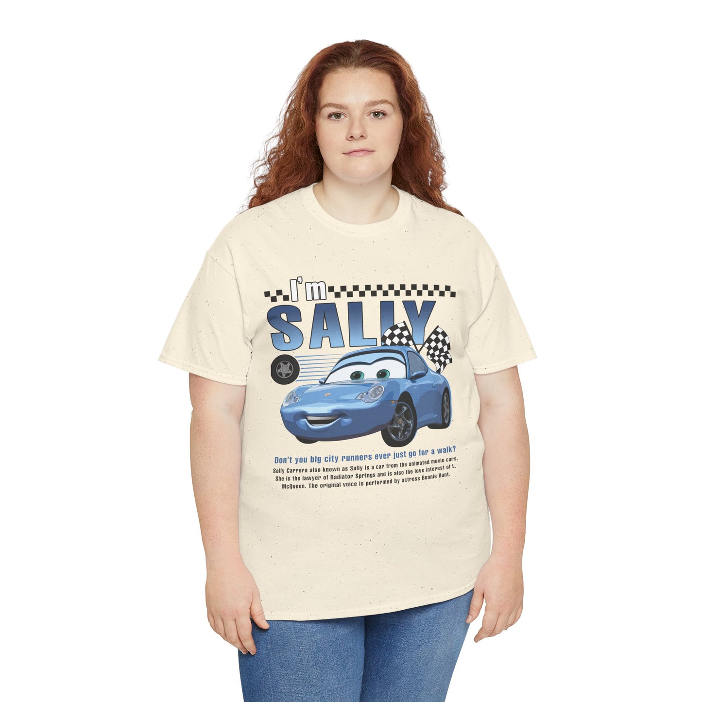 I'm Sally Car Graphic Tee — Kids' Blue Racing Cartoon T-Shirt