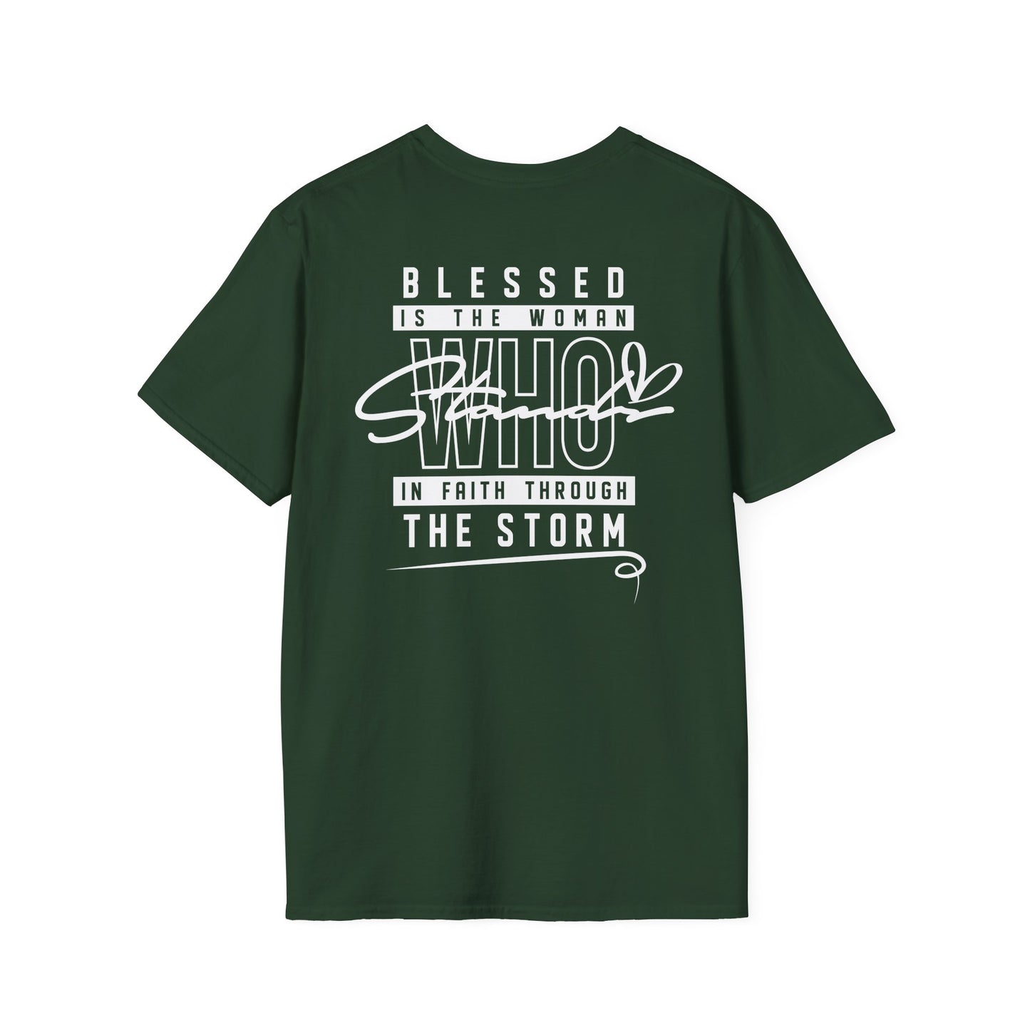 Blessed Through the Storm Christian T-Shirt — Women’s Faith Cross Tee
