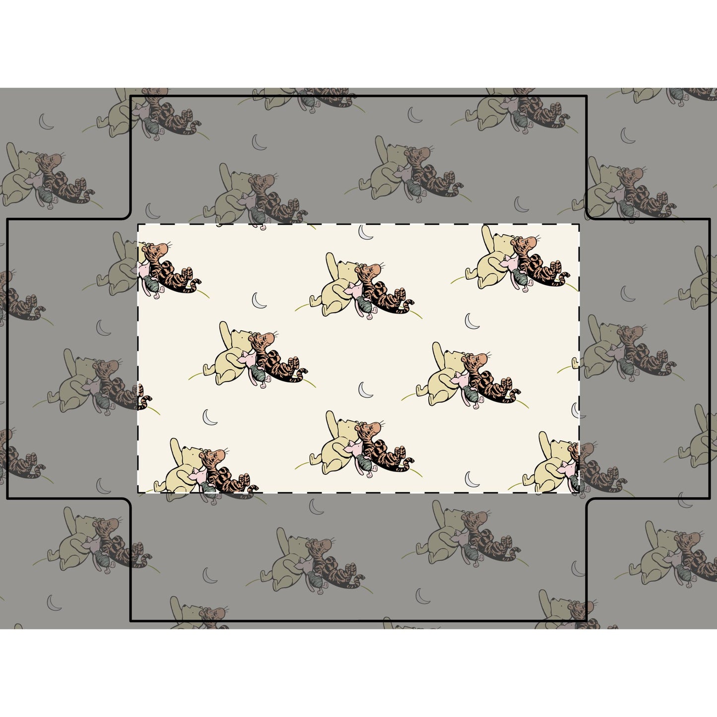 Sleepy Bear and Tiger Illustration Baby Fitted Crib Sheet | Moon Nap Nursery