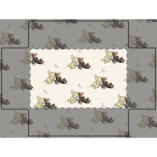 Sleepy Bear and Tiger Illustration Baby Fitted Crib Sheet | Moon Nap Nursery