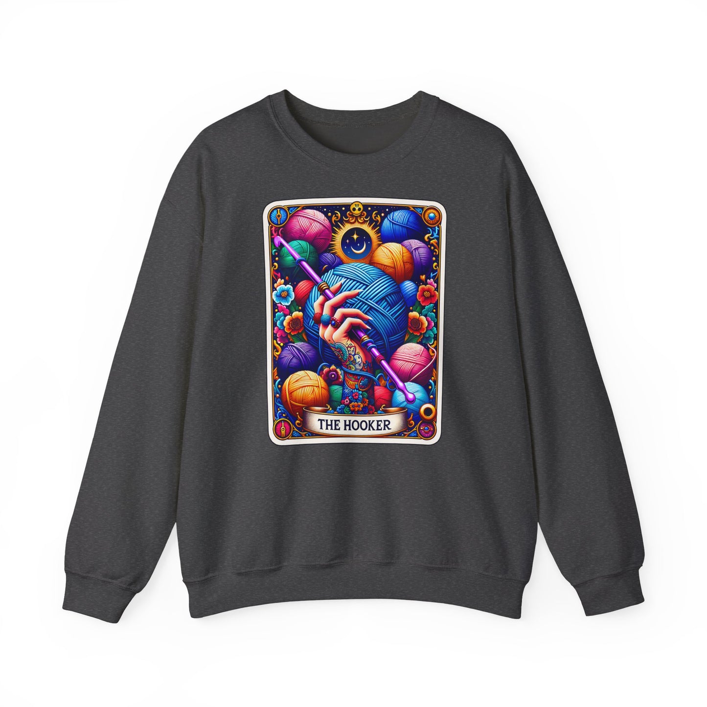The Hooker knitting tarot art Crewneck Sweatshirt | yarn, crochet, colorful