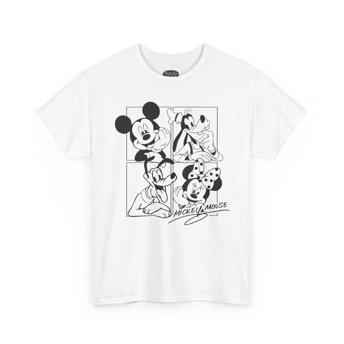 Classic Cartoon Characters T-Shirt | Black Line Art Tee