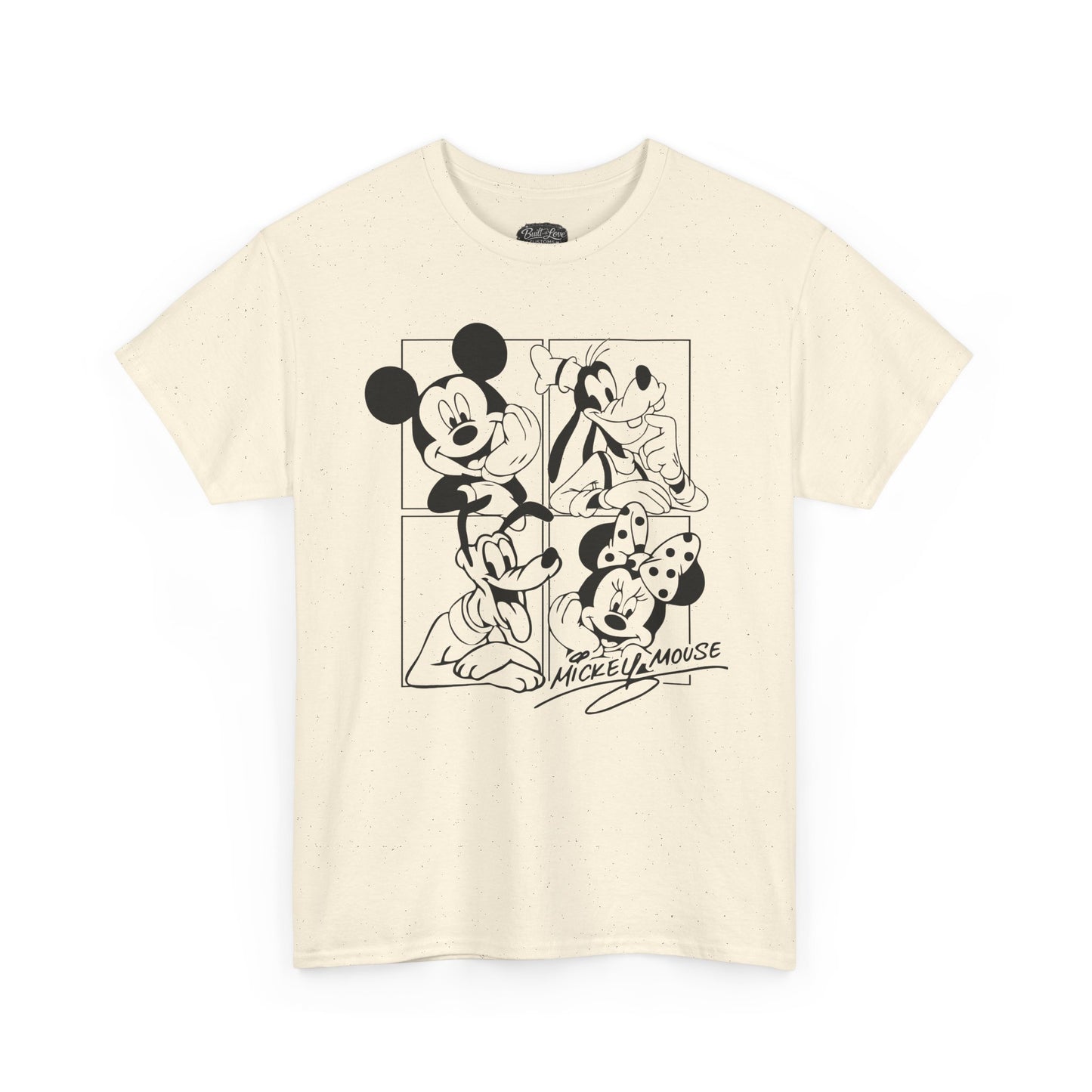 Classic Cartoon Characters T-Shirt | Black Line Art Tee