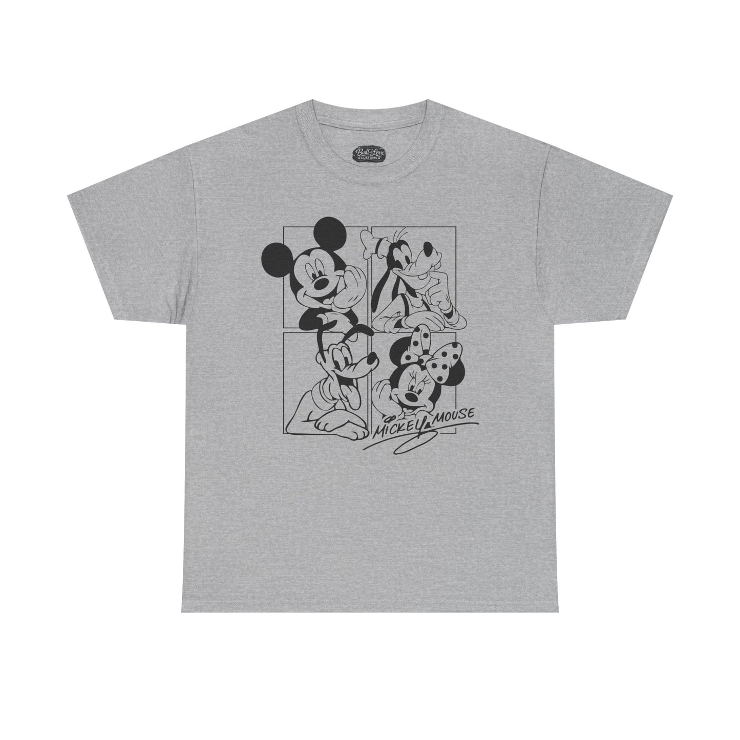 Classic Cartoon Characters T-Shirt | Black Line Art Tee