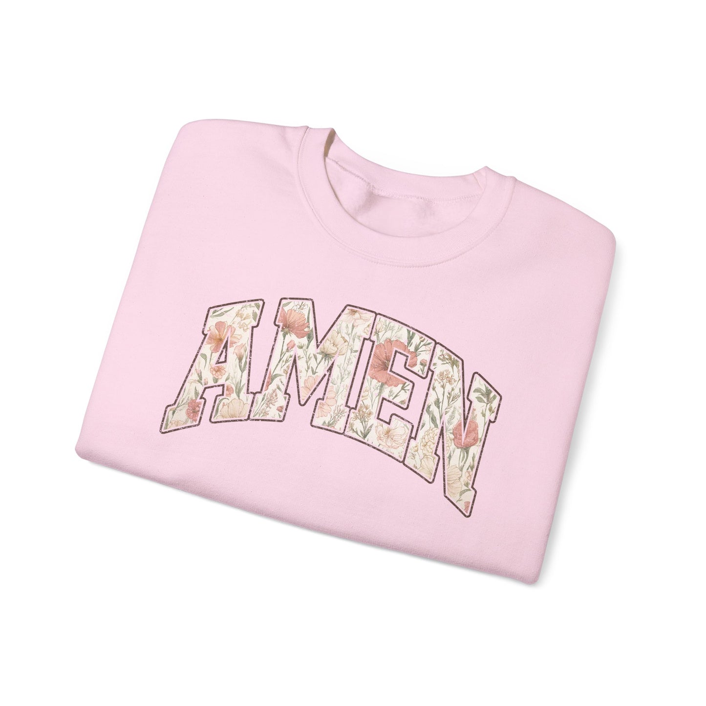 Amen Floral Crewneck Sweatshirt — Women's Spiritual Floral Graphic Sweatshirt