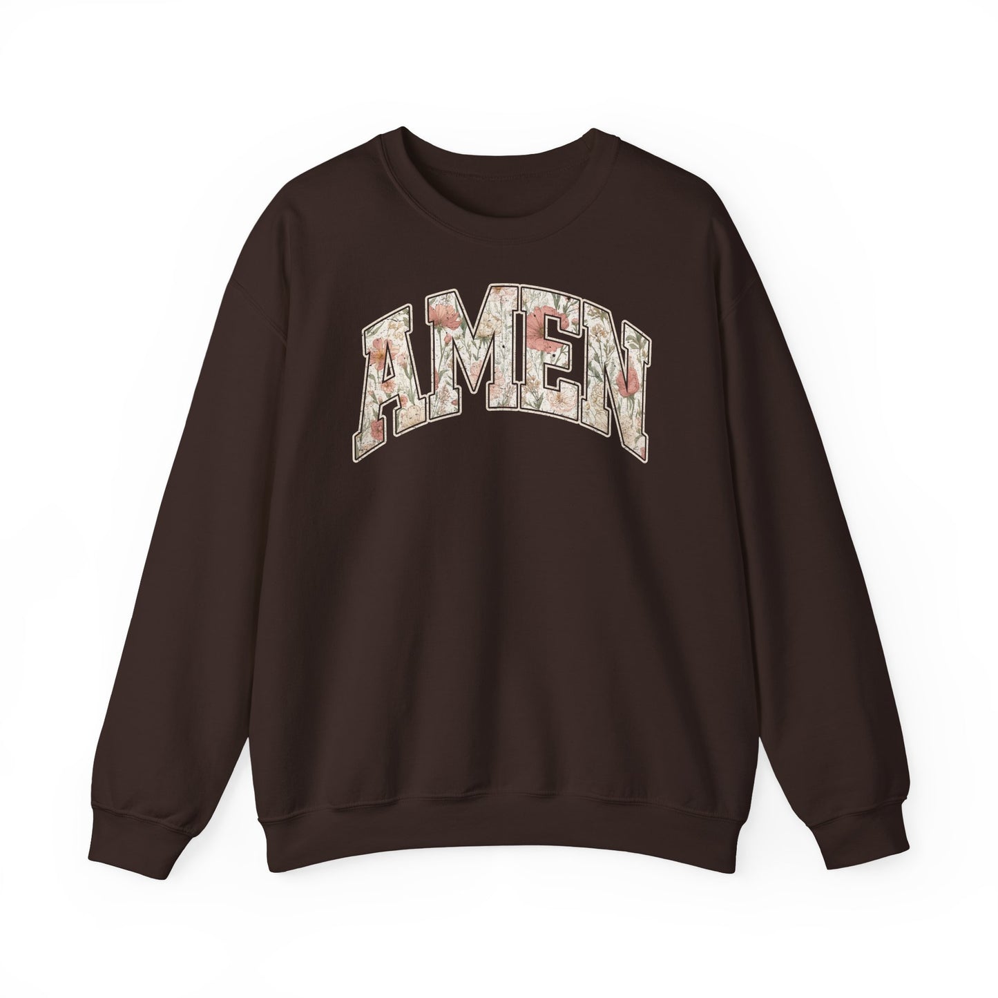 Floral 'AMEN' Crewneck Sweatshirt — Vintage Script Christian Prayer Pullover
