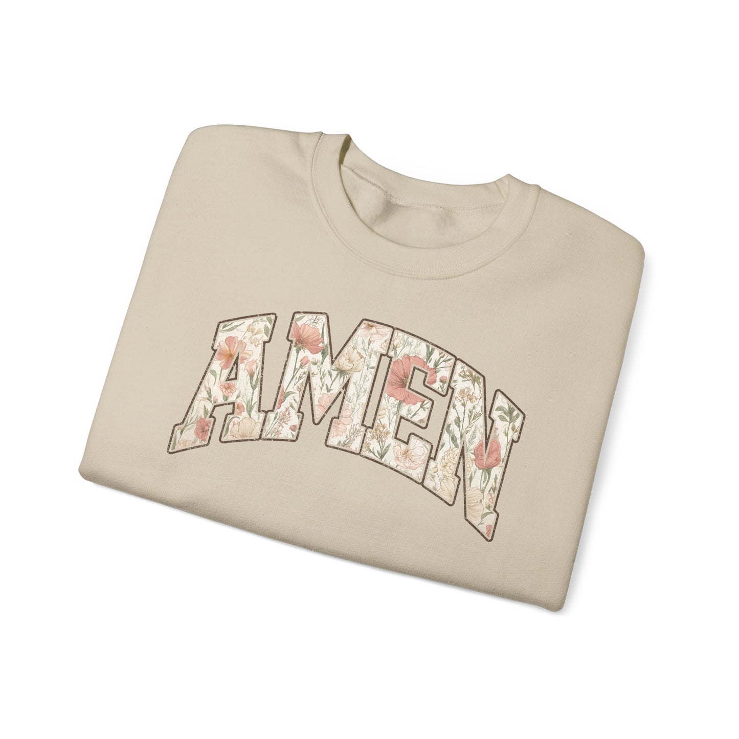 Amen Floral Crewneck Sweatshirt — Women's Spiritual Floral Graphic Sweatshirt