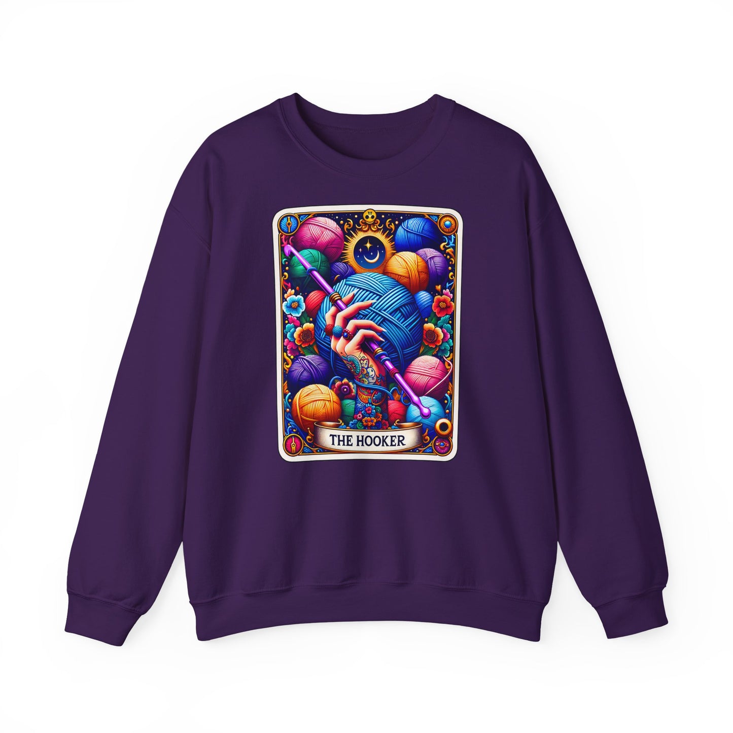 The Hooker knitting tarot art Crewneck Sweatshirt | yarn, crochet, colorful