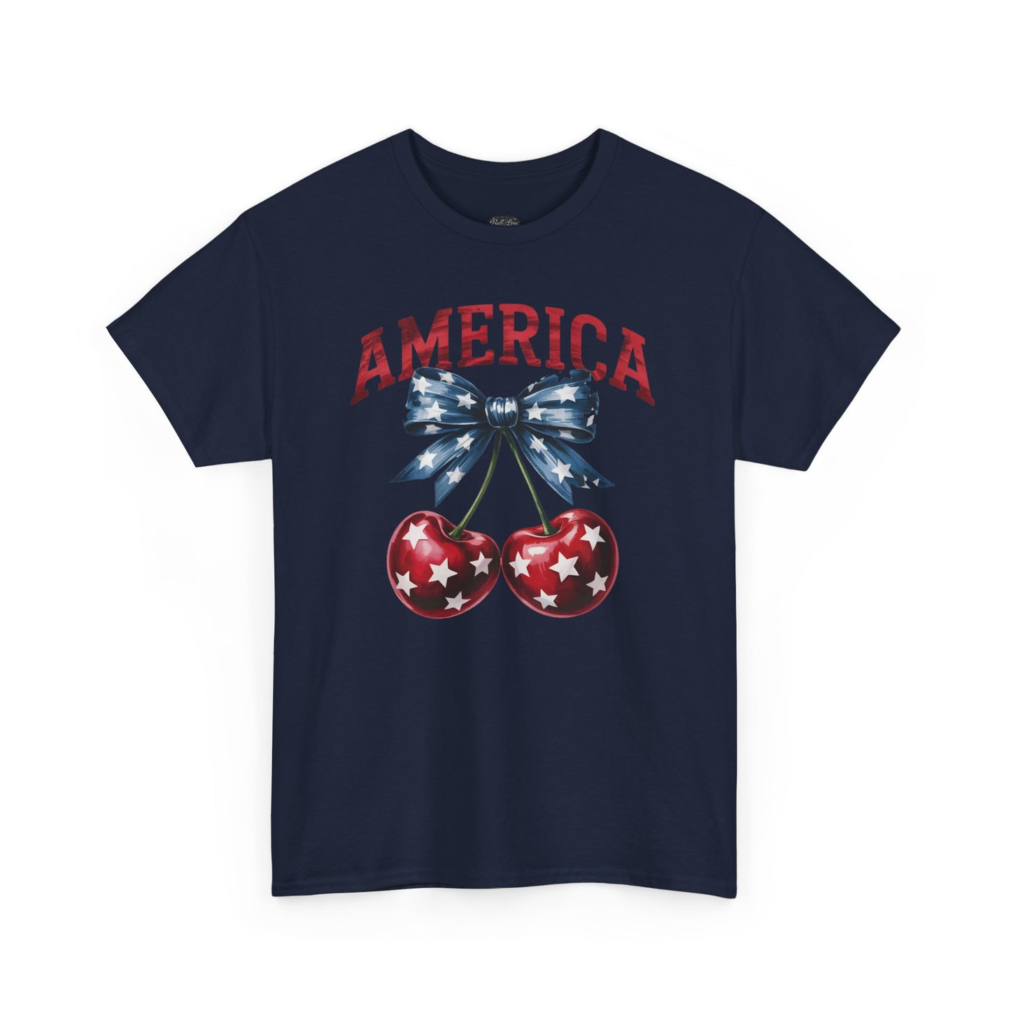 America Cherry Graphic Tee — Patriotic 4th of July Shirt