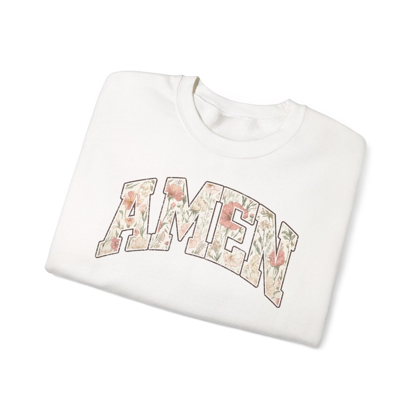 Amen Floral Crewneck Sweatshirt — Women's Spiritual Floral Graphic Sweatshirt