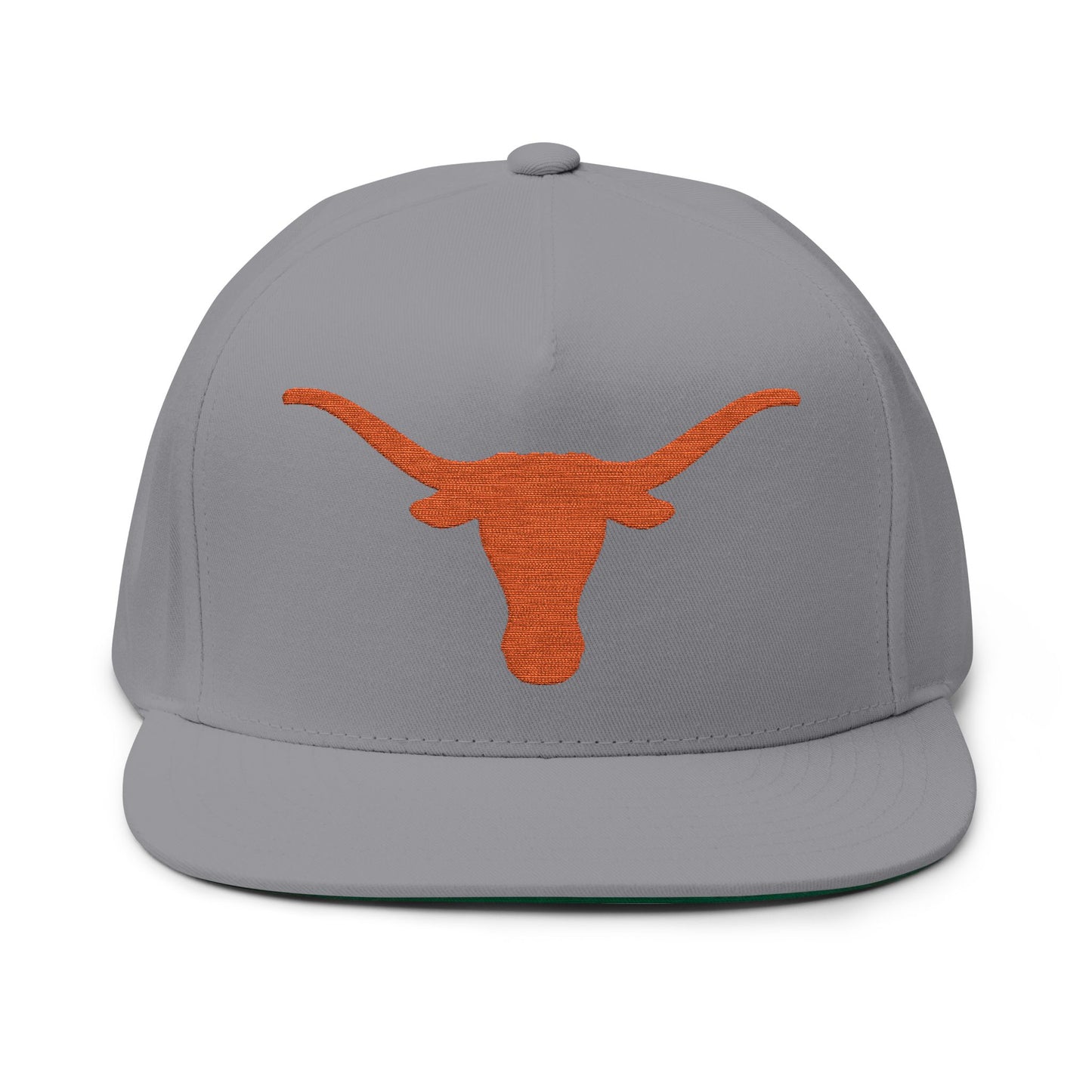 Longhorn Skull Orange Embroidered Flat Bill Cap | Snapback Hat