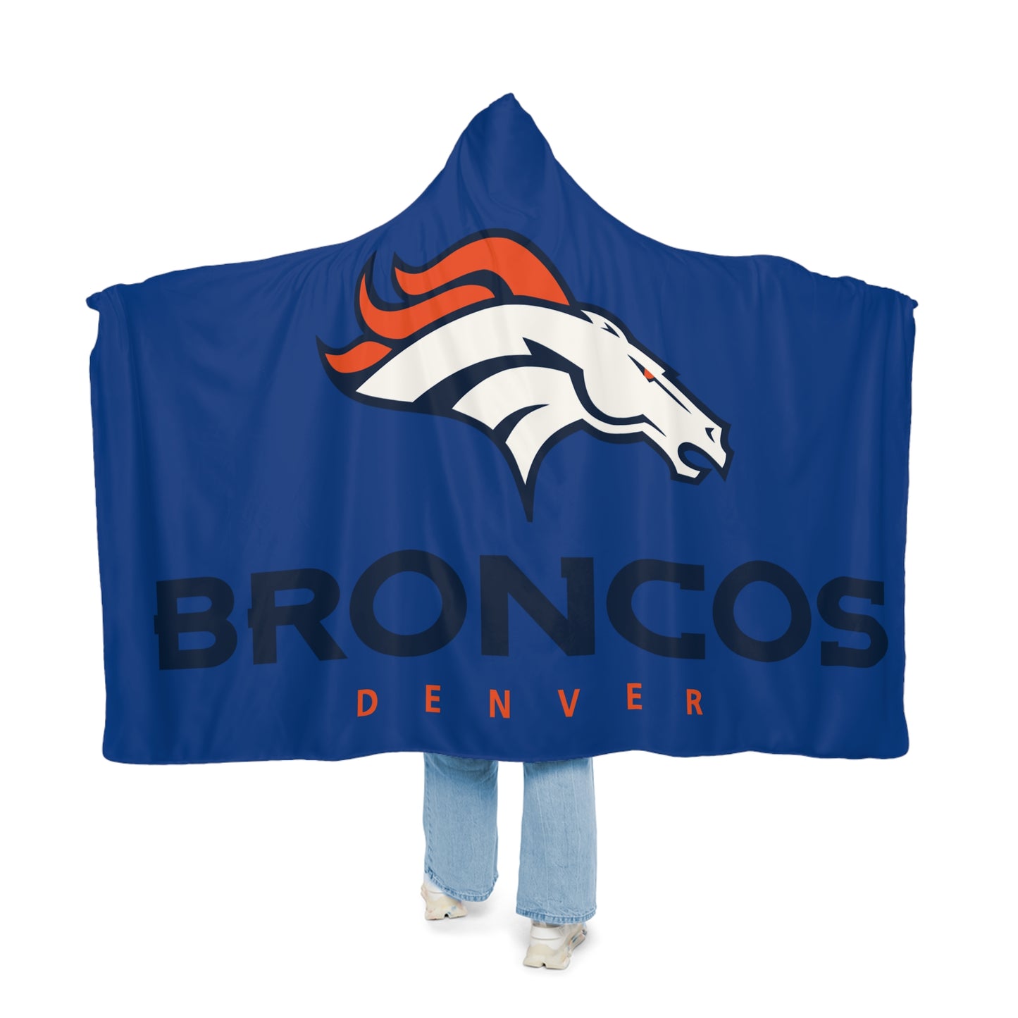 Denver Broncos Logo Blanket | Hooded Throw, NFL Team Fleece