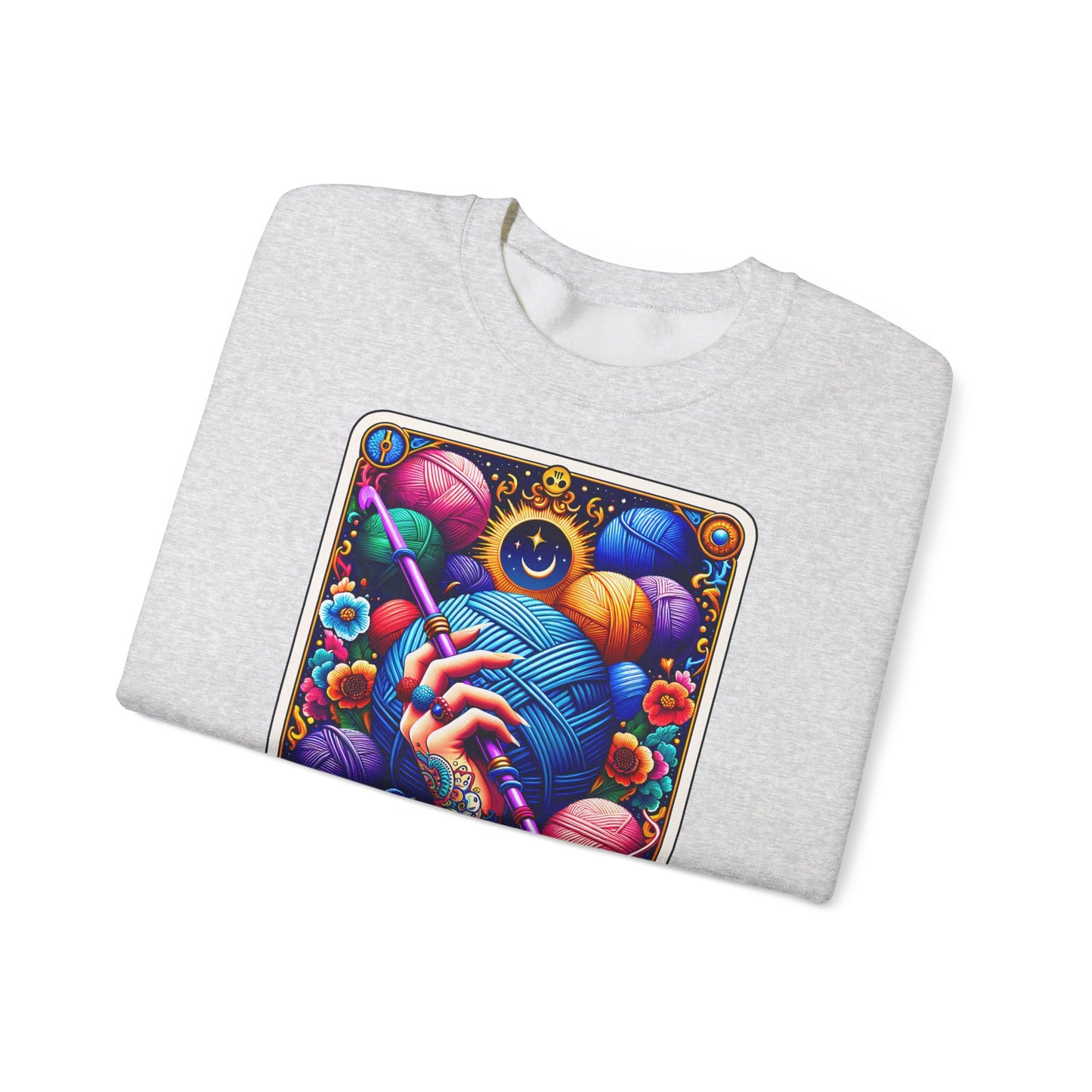 The Hooker knitting tarot art Crewneck Sweatshirt | yarn, crochet, colorful