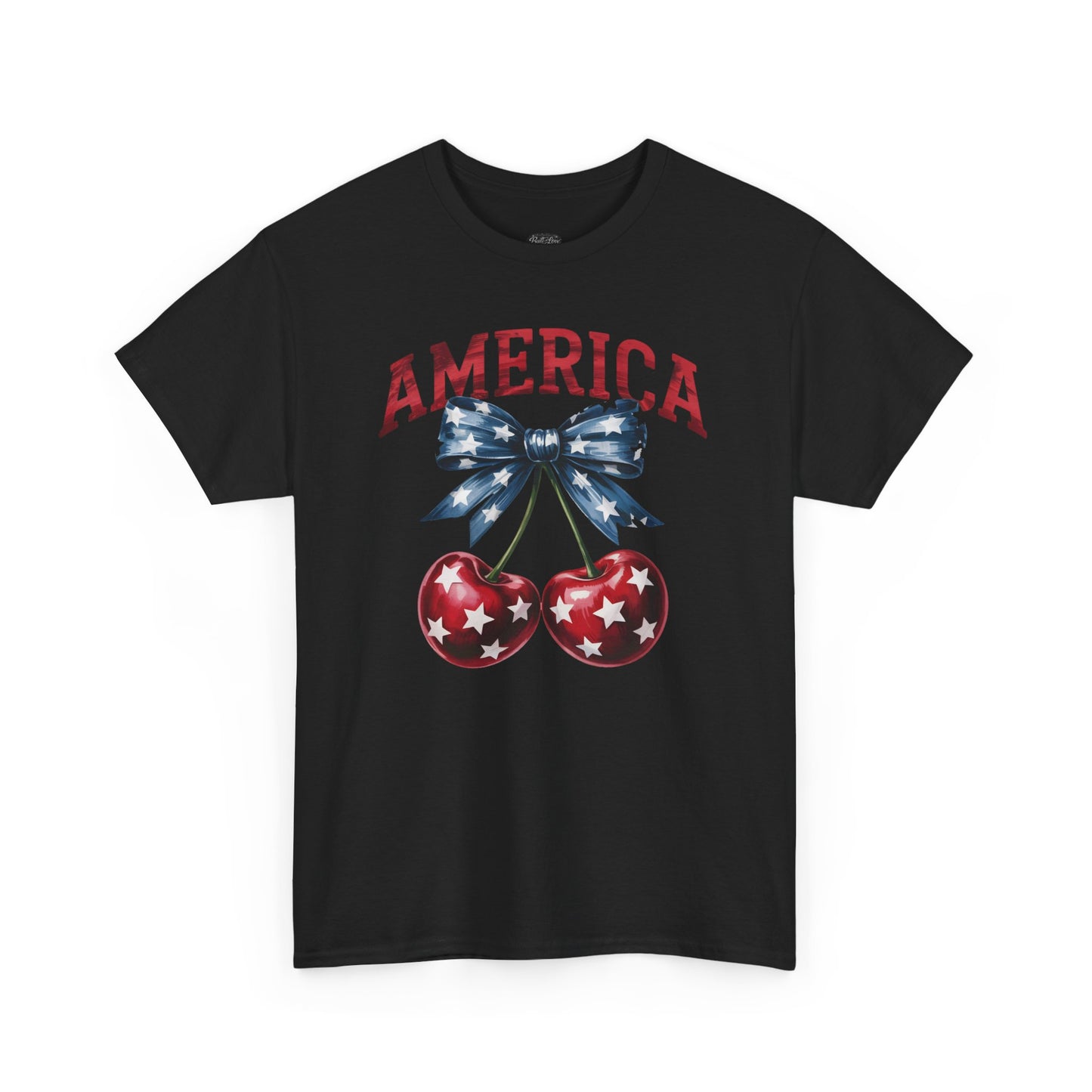 America Cherry Graphic Tee — Patriotic 4th of July Shirt