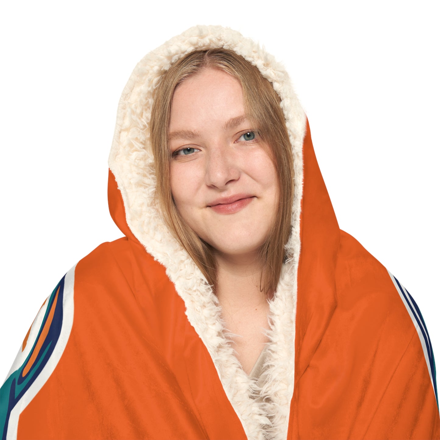 Miami-style Dolphin Logo Snuggle Blanket | Orange Hooded Throw