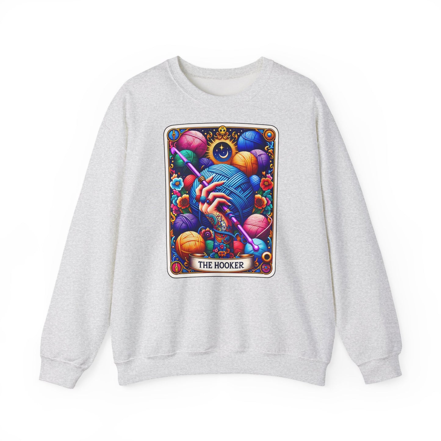 The Hooker knitting tarot art Crewneck Sweatshirt | yarn, crochet, colorful