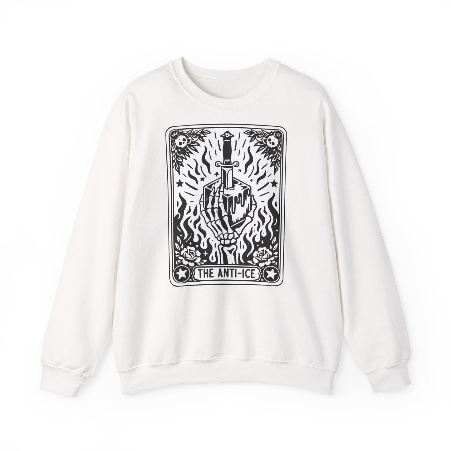 The Anti-Ice tarot dagger illustration Sweatshirt | Occult skeleton art