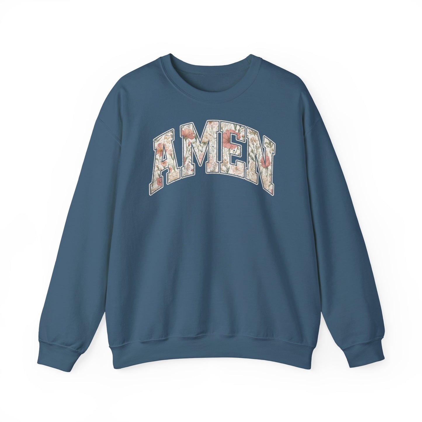 Floral 'AMEN' Crewneck Sweatshirt — Vintage Script Christian Prayer Pullover