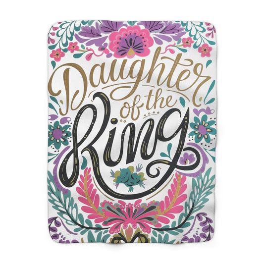 Daughter of the King Sherpa Fleece Blanket | Floral Scripture Throw