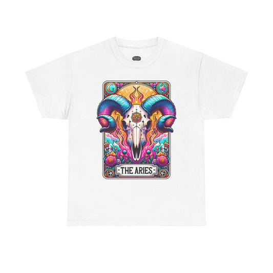 Aries Ram Skull Illustration Tee | Zodiac Astrology Shirt
