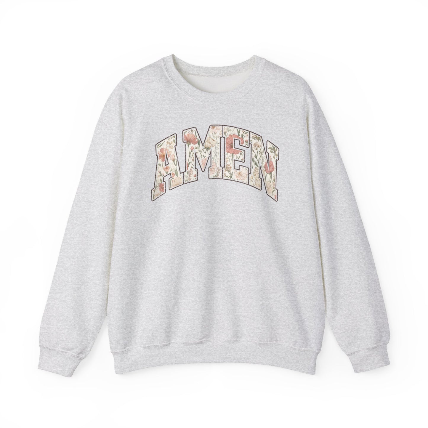 Amen Floral Crewneck Sweatshirt — Women's Spiritual Floral Graphic Sweatshirt