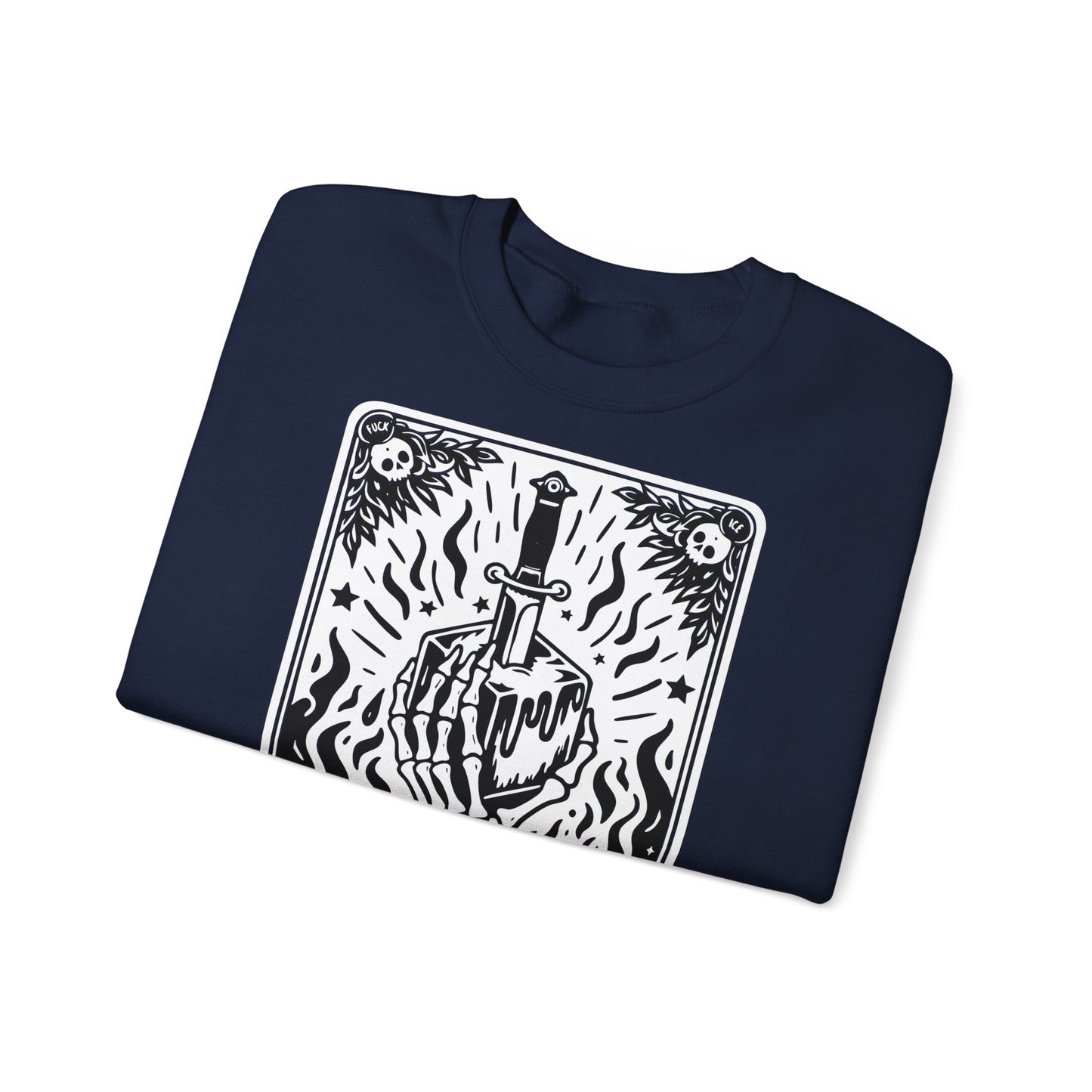 The Anti-Ice tarot dagger illustration Sweatshirt | Occult skeleton art
