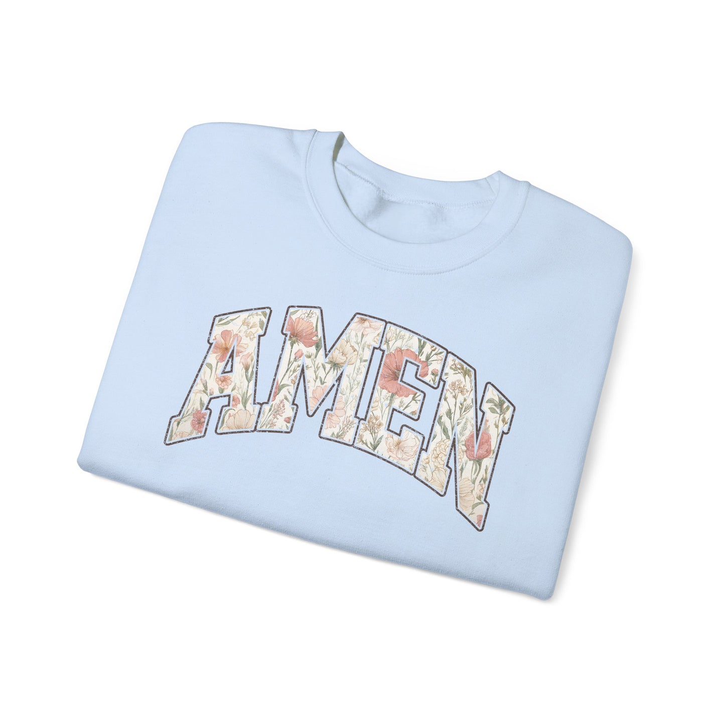 Amen Floral Crewneck Sweatshirt — Women's Spiritual Floral Graphic Sweatshirt
