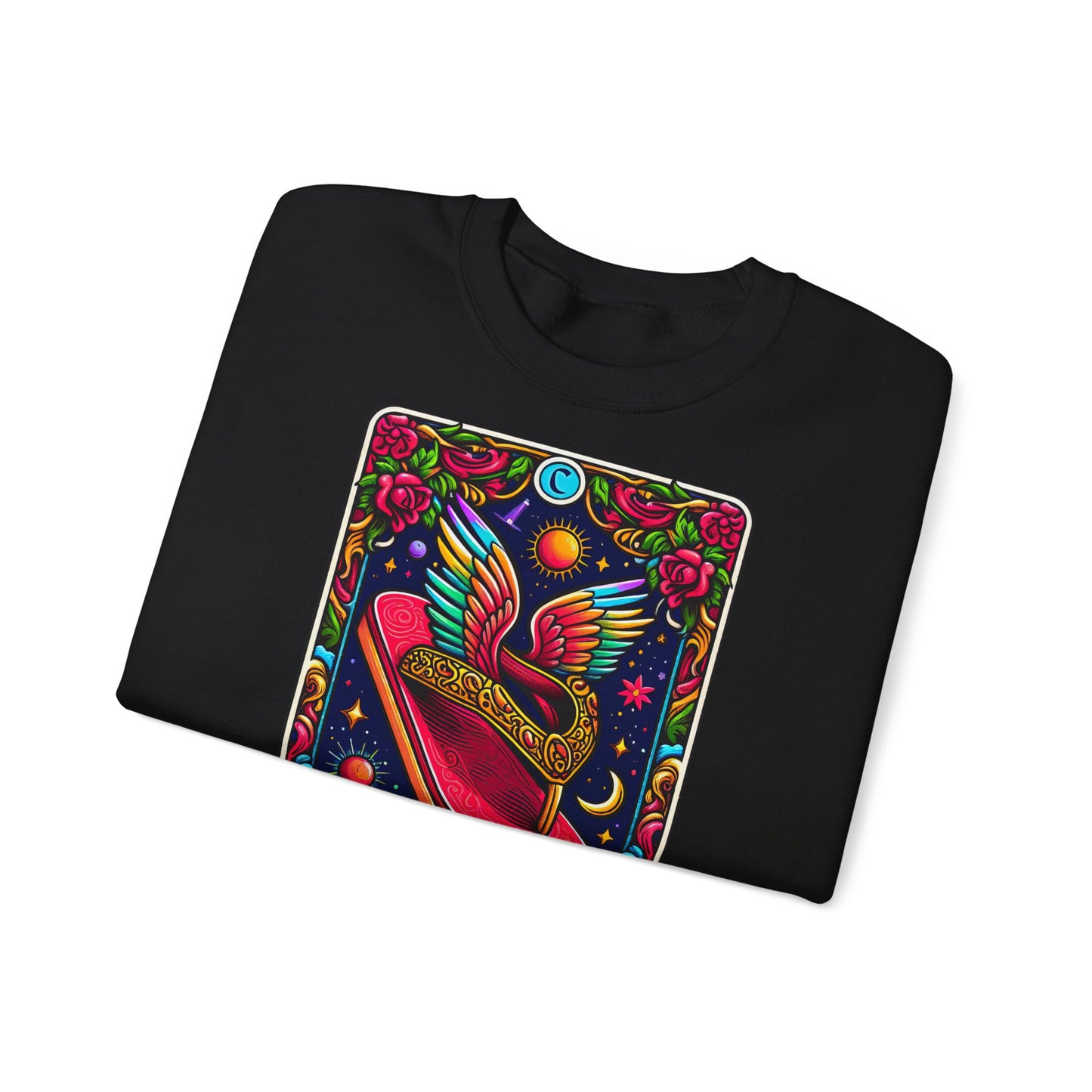 Winged Sombrero Sweatshirt | Lotería Style Mexican Card Art