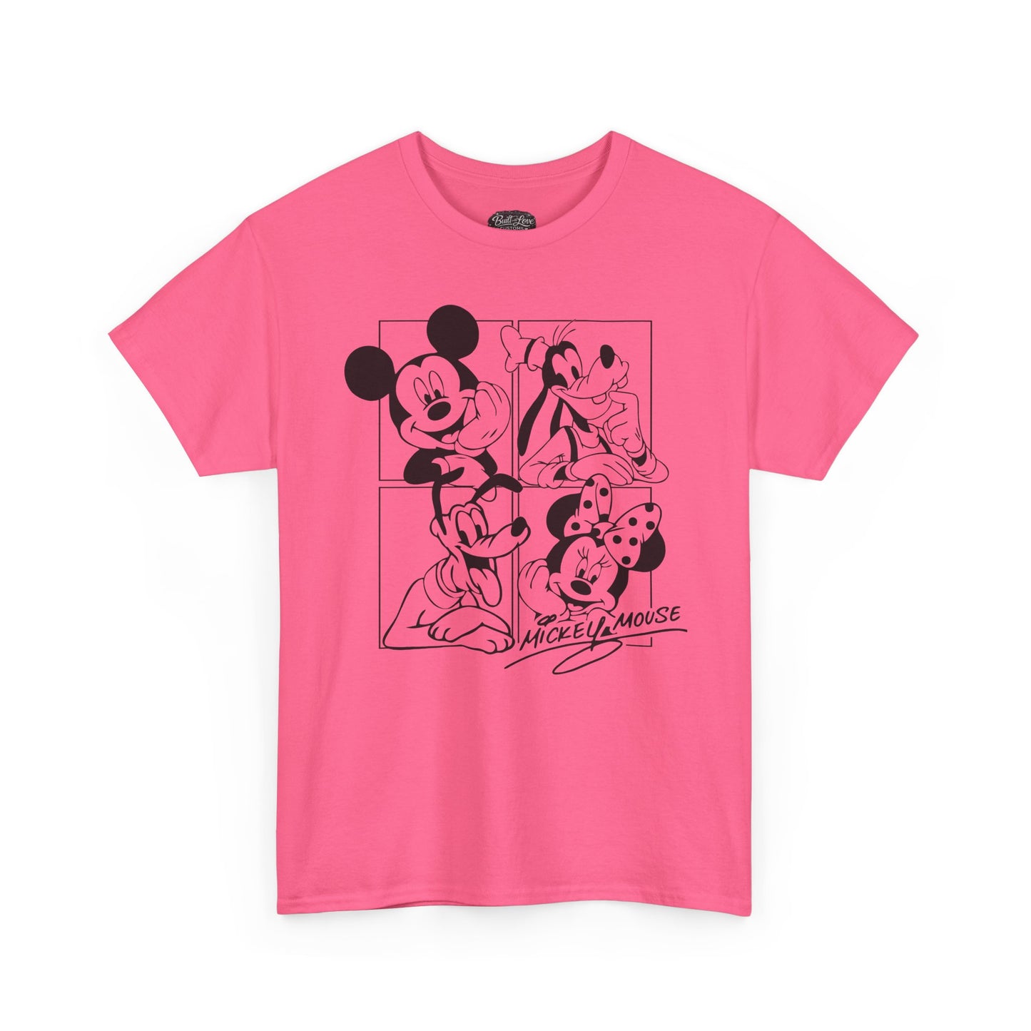 Classic Cartoon Characters T-Shirt | Black Line Art Tee