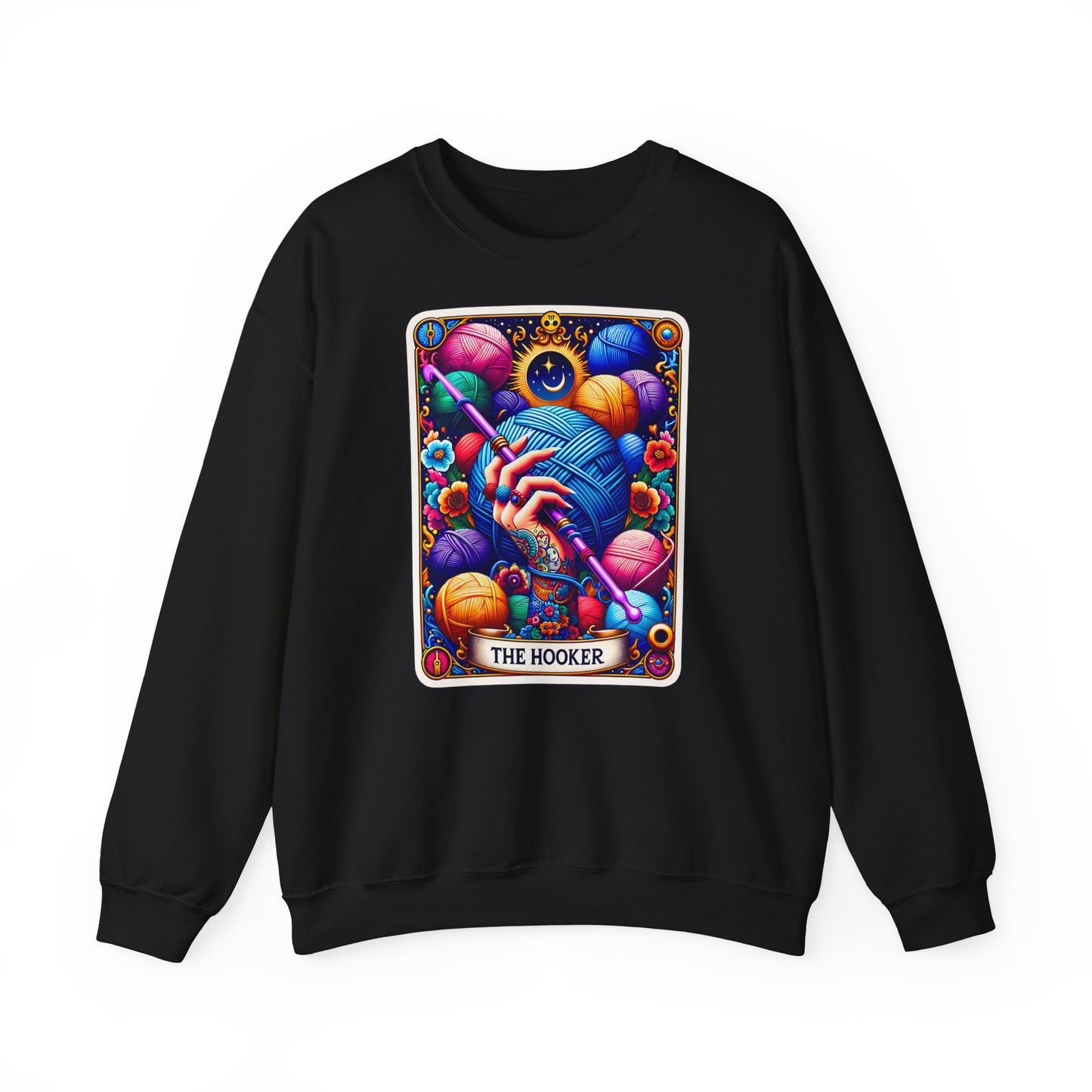 The Hooker knitting tarot art Crewneck Sweatshirt | yarn, crochet, colorful