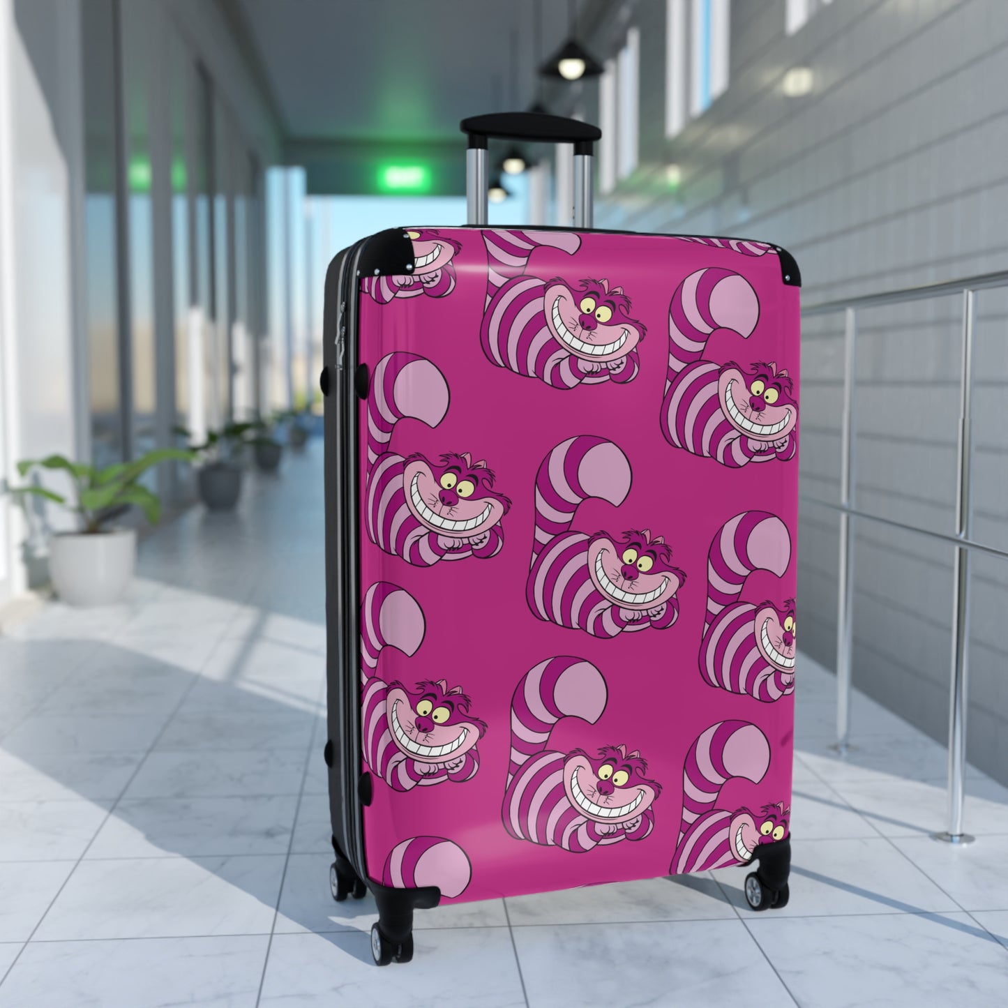 Cheshire Cat Pattern Suitcase | Pink Travel Luggage