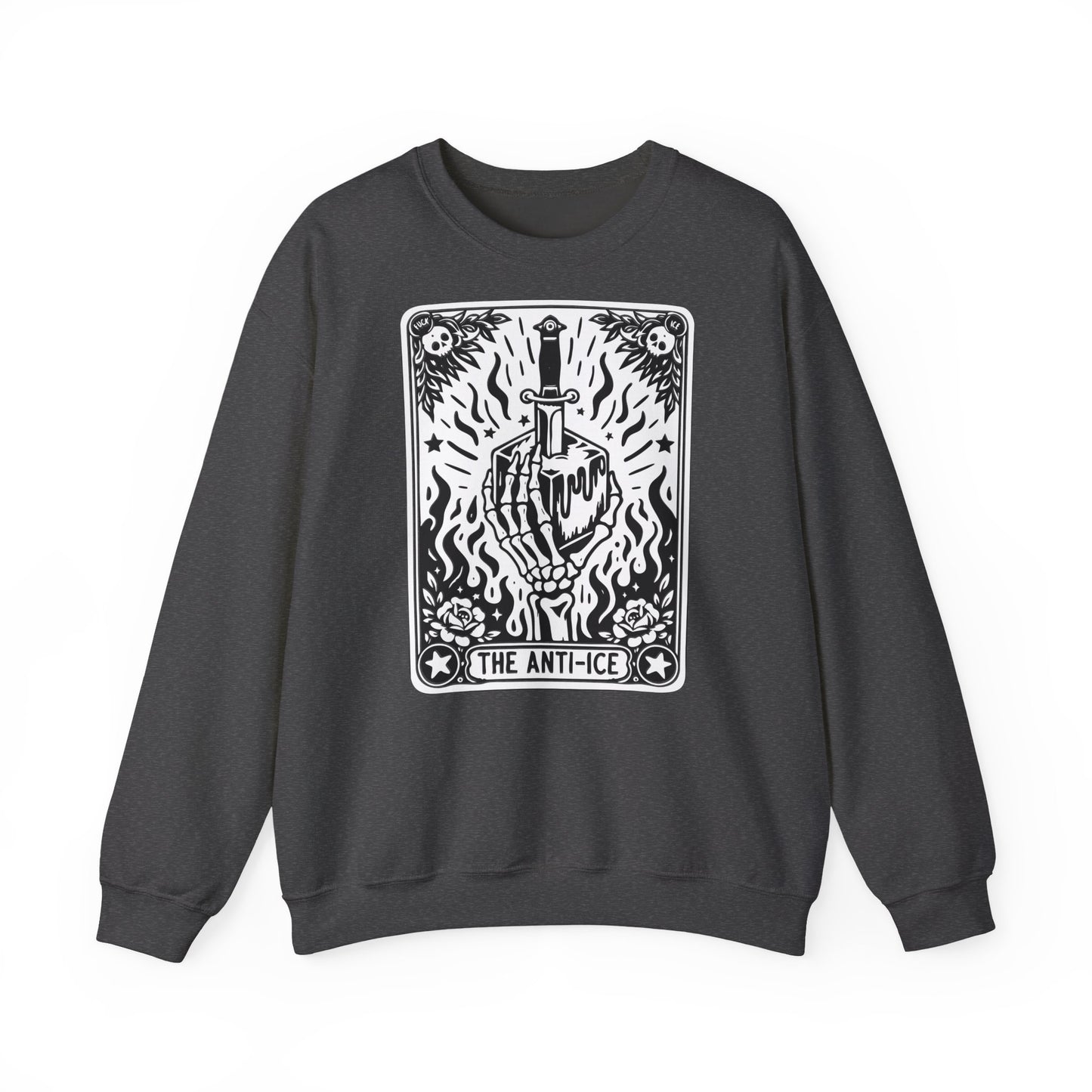 The Anti-Ice tarot dagger illustration Sweatshirt | Occult skeleton art