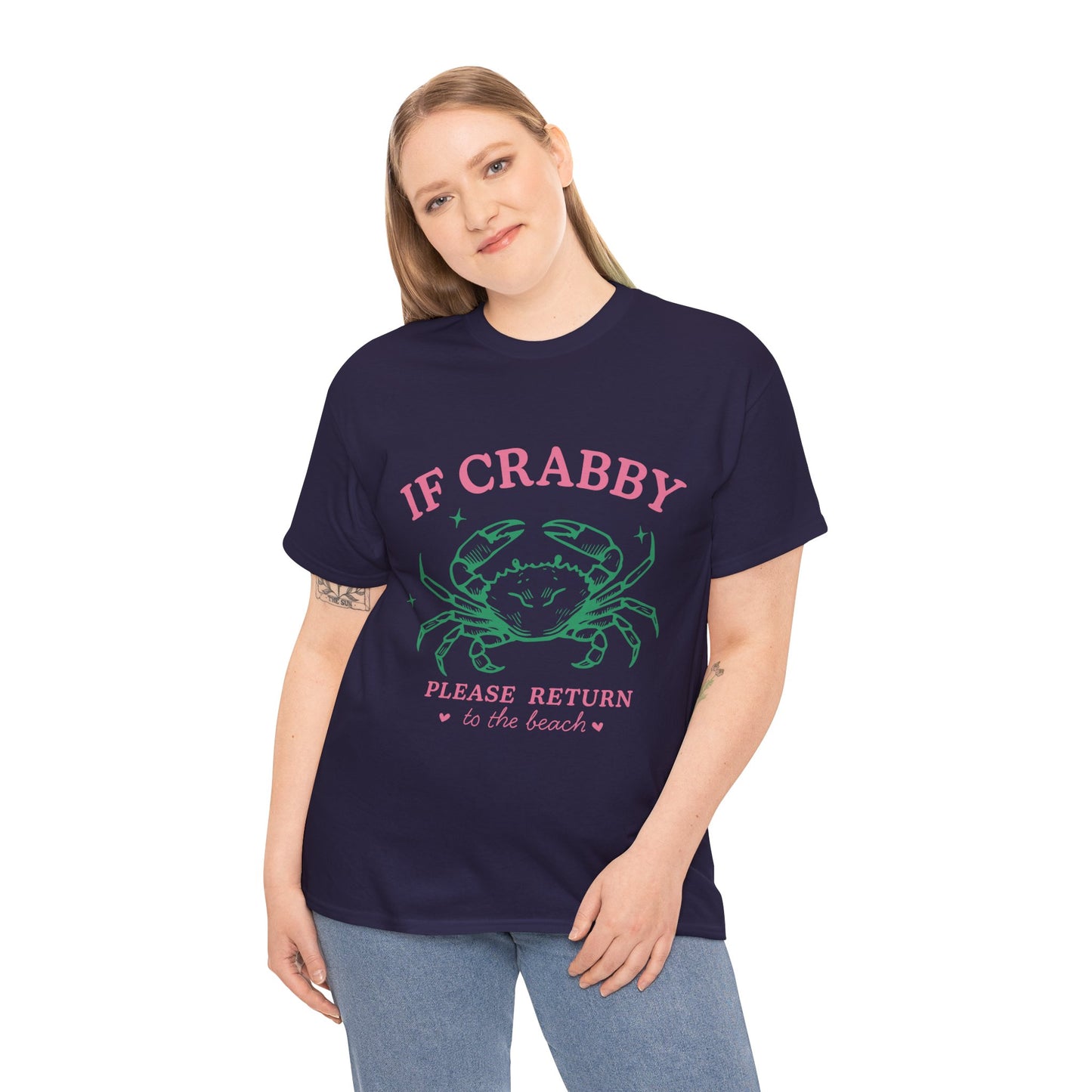 Crabby Beach Tee – “If Crabby Please Return to the Beach” Cute Crab Graphic T-Shirt