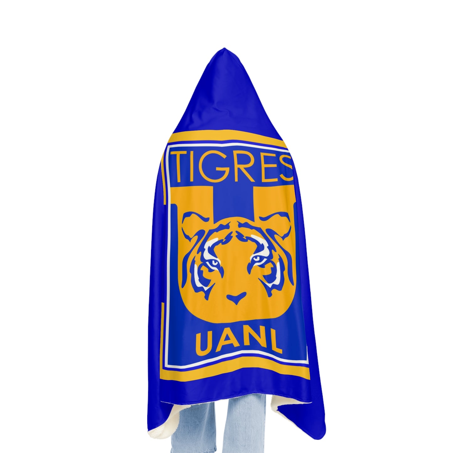 Tigres UANL Tiger Logo Snuggle Blanket | Blue Yellow Hooded Throw